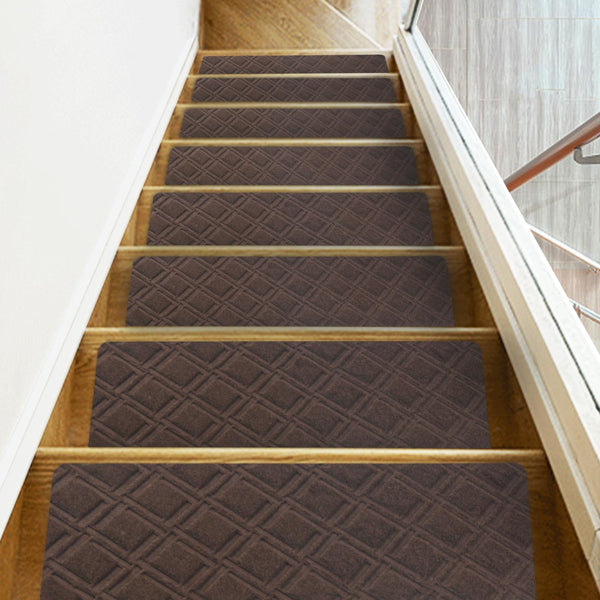 Triceratops 20cmx76cm (14-Pack) Stair Treads Carpet Non-Slip, Indoor Stair Runners for Wooden Steps, with Non Skid Rubber Backing Removable Washable