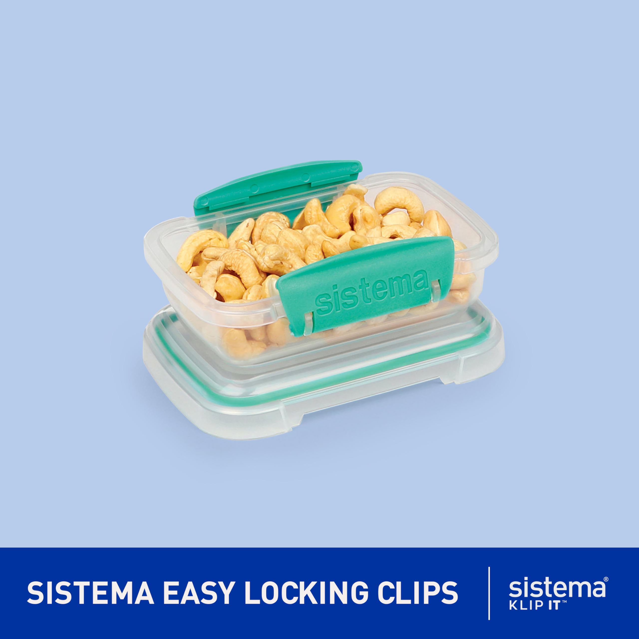 Sistema KLIP IT Food Storage Containers | Airtight & Stackable Meal Prep Containers with Lids | School Lunch Boxes & Snack Boxes | BPA-Free | 28 Count