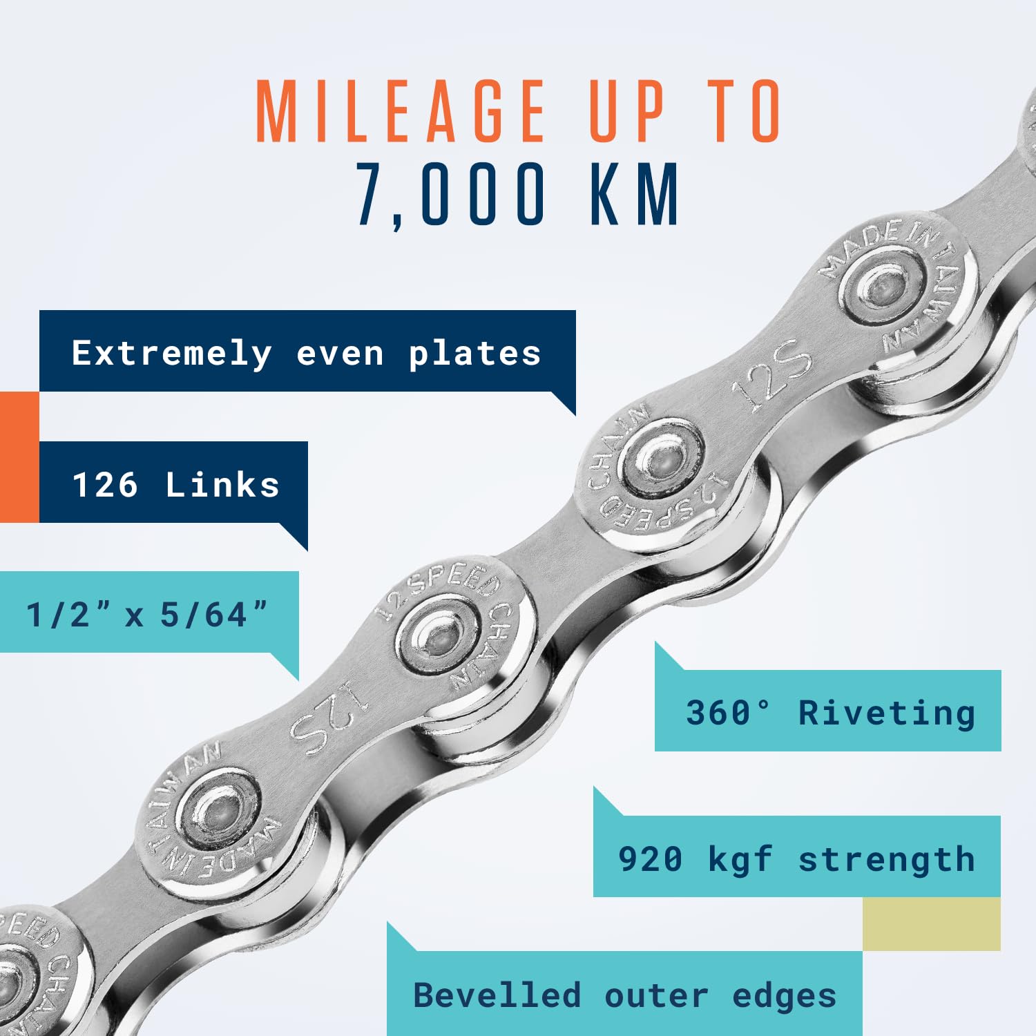 Alphatrail Bike Chain Parker 12-Speed 126 Links I Compatible with Shimano, SRAM, KMC, Connex, Campagnolo I Incl. Chain Lock