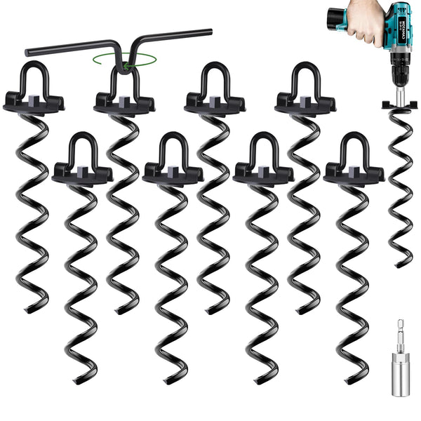 Ground Anchor - Metal Trampoline Anchor Use with Drill, Ground Anchor Trampoline for Camping Tents, Sheds, Trampoline, Swings, Pack of 8