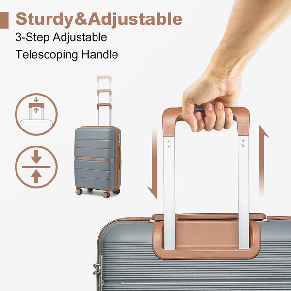 British Traveller 24" Medium Suitcase Lightweight Polypropylene Hard Shell Luggage Hold Check in Suitcase with 4 Wheels and Built-in TSA Lock(Navy, 66cm 60L)