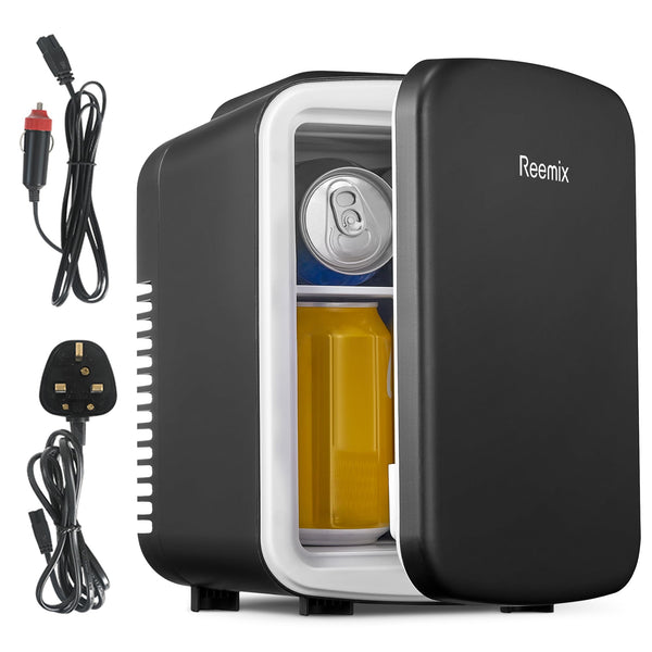 Mini Fridge 4 Litre, 6 Can Portable AC+DC Power Cooler & Warmer, Portable Small Fridge for Bedrooms, Cars, Offices; Skincare, Makeup, Cosmetics, Food (Pearlescent White, 4L)