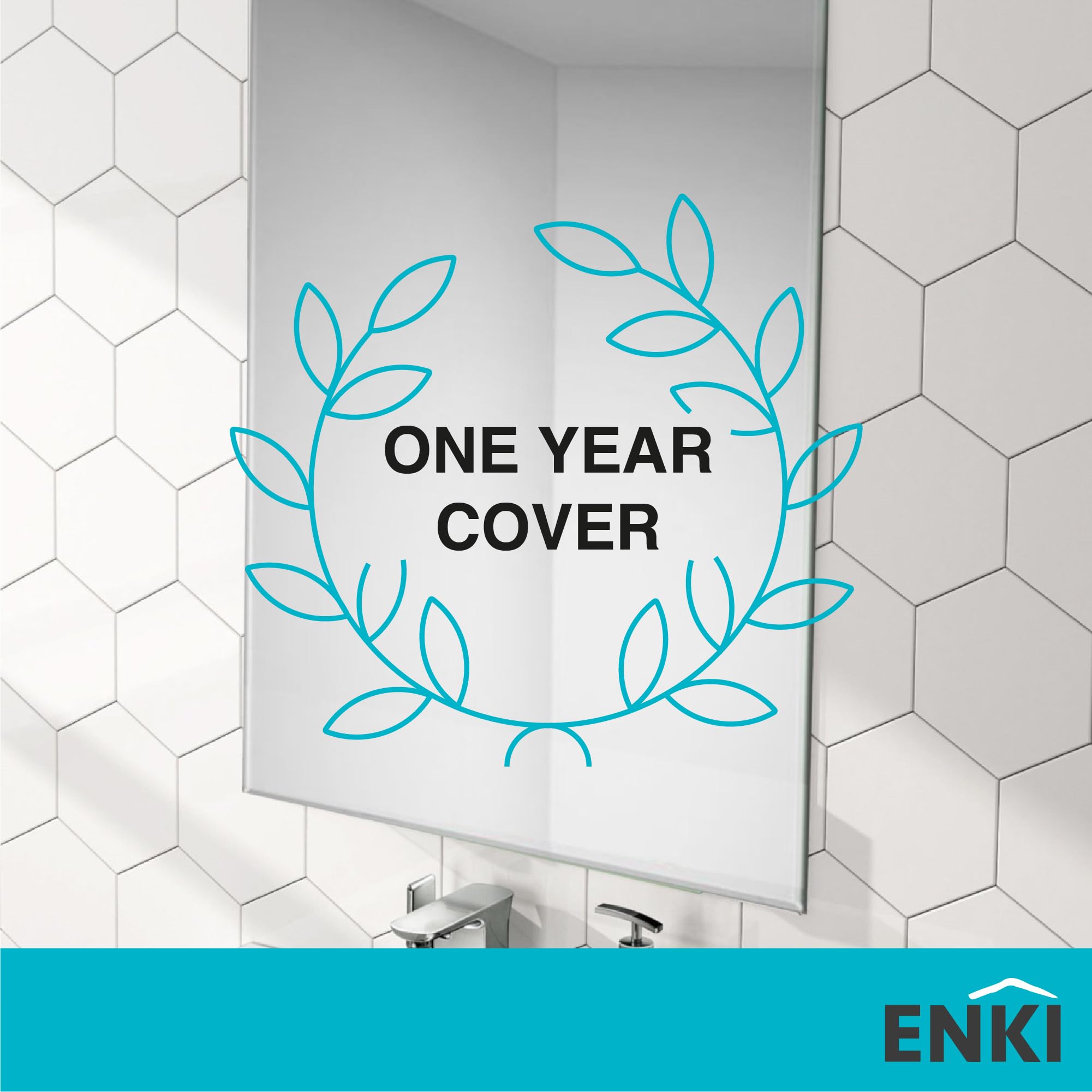 ENKI - Horizon Frameless Bevel Polished Edge Glass Wall Mirror (40cm x 60cm) for Bathroom, Bedroom, Living Room & Hallway  Durable, Easy to Install,