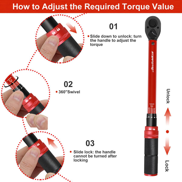 ATsafepro Torque Wrench 3/4 Inch, 100-600 Nm Torque Wrenchs, ±3% Error Accuracy with 48 Teeth Dual-Direction Adjustable for Repair of Car, Truck, Tractor