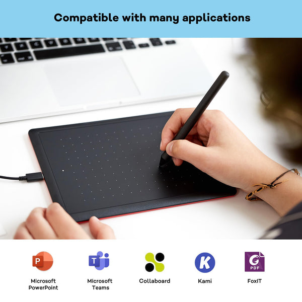 One by Wacom Small – Drawing Tablet with Pen, Stylus Battery-free & Pressure-sensitive, Compatible with Windows & Mac, Perfect Tablet for Drawing, Graphics, Remote Working or Home Schooling, Black