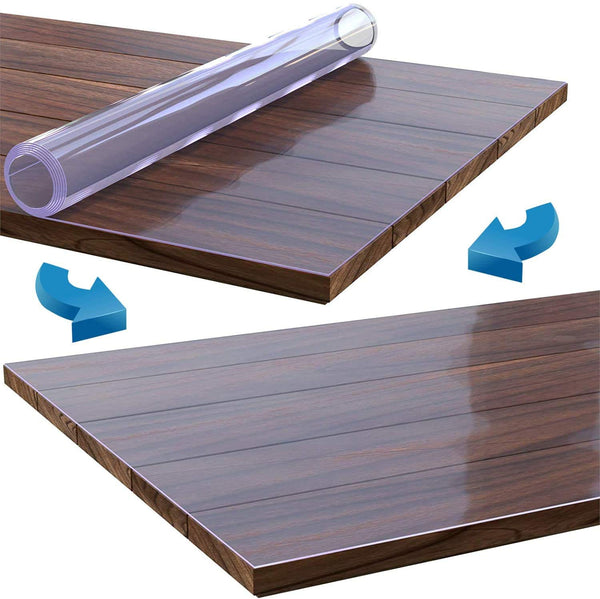 Nisorpa Clear Table Cover Protector,100 x 200cm Transparent PVC Table Cover Waterproof,2mm Easy to Cut Table Protectors for Dining Room Tables