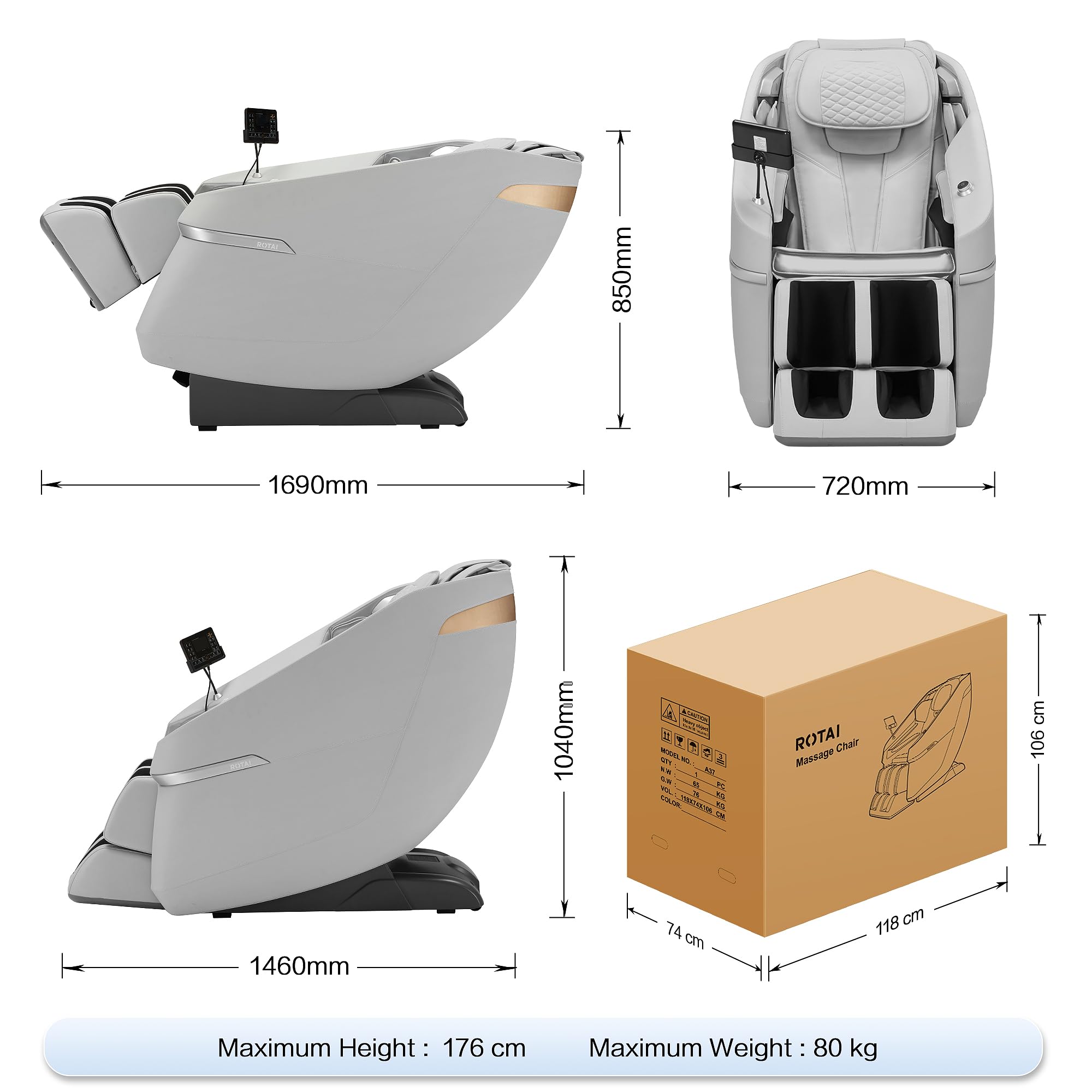 ROTAI Full Body Massage Chair,Zero Gravity Massage Chair for Home,Back Massagers for Pain Relief,Rocking Chair with Heat