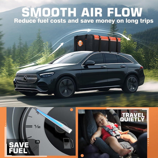 Sailnovo Roof Box Roof Bag 580L/20 Cubic Waterproof Car Roof Bag with 6 Door hooks, Soft-Shell Large Roof Cargo Carrier Bags for Cars without/with Roof Bars/Rack/Rails, Black