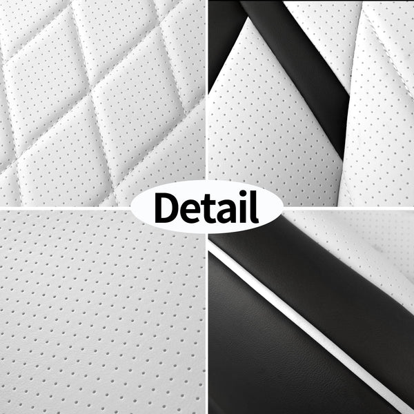 Tapha Faux Leather Seat Cover Set for Tesla Model 3 2017-2022, Breathable and Water-Resistant, Include Seat Covers for Front and Rear Seats (White/Grey)