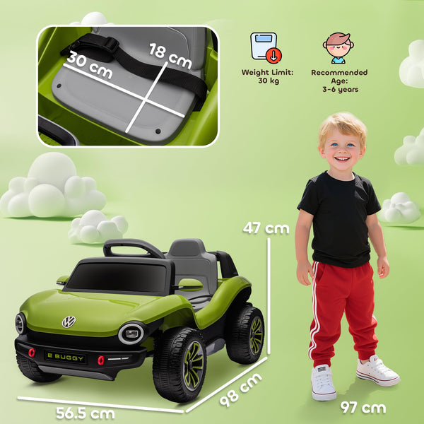 AIYAPLAY Volkswagen E-Buggy Licensed Electric Car for Kids, 12V Kids Electric Ride on with Remote Control, Suspension, Slow Start, LED Lights, USB, Music, Horn, for Ages 3-6 Years, Pink