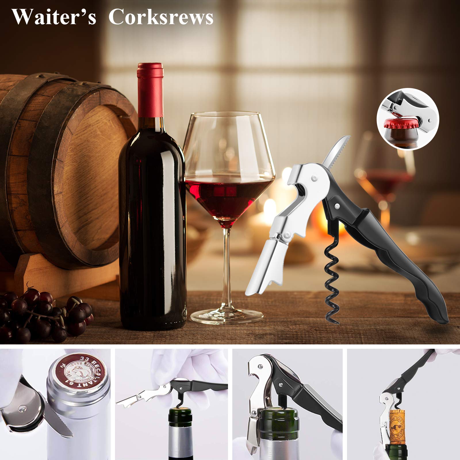 ROMANTICIST 26pcs Extra Thick Stainless Steel Grill Tool Set for Men, Heavy Duty Grilling Accessory Kit for Backyard, BBQ Utensils Gift Set with Meat Thermometer in Aluminum Case for Birthday Brown