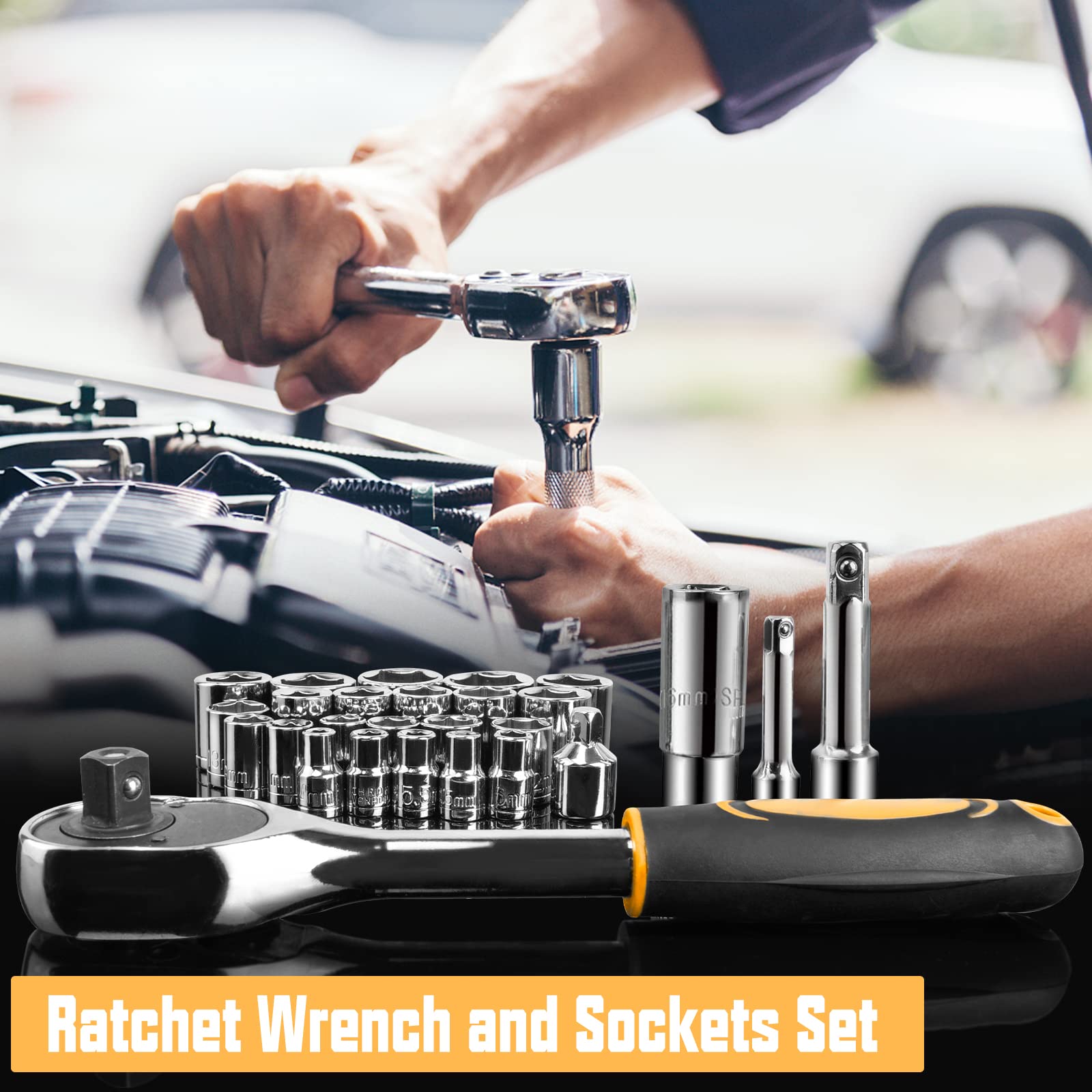 Sundpey Home Tool Kit 300-Pcs - Household Auto Repair Tool Set - Complete General Hand Tool Kits for Handyman & Precision Screwdriver Set & Wire Stripper & Metric Hex Key & Tool box Case for Men Women