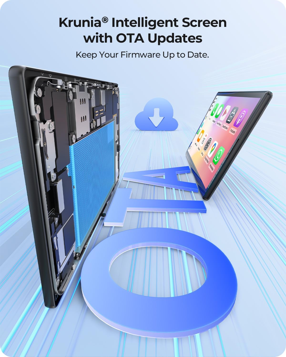 9" Wireless Portable 60FPS Car Screen for Apple CarPlay & Android Auto, 1024*600 HD Display, Magnetic Mount, OTA, Portrait and Landscape Modes, Backup Camera, Bluetooth, Voice Control, GPS Navigation