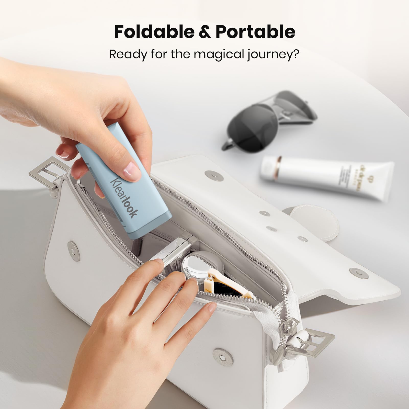 Airplane Phone Holder - Klearlook 4 in 1 Adjustable Phone Stand for Travel,360 Rotation Handsfree Viewing Flight Phone Holder,Foldable Travel Essential,Accessory for Flying/Traveling/Home/Office-Black