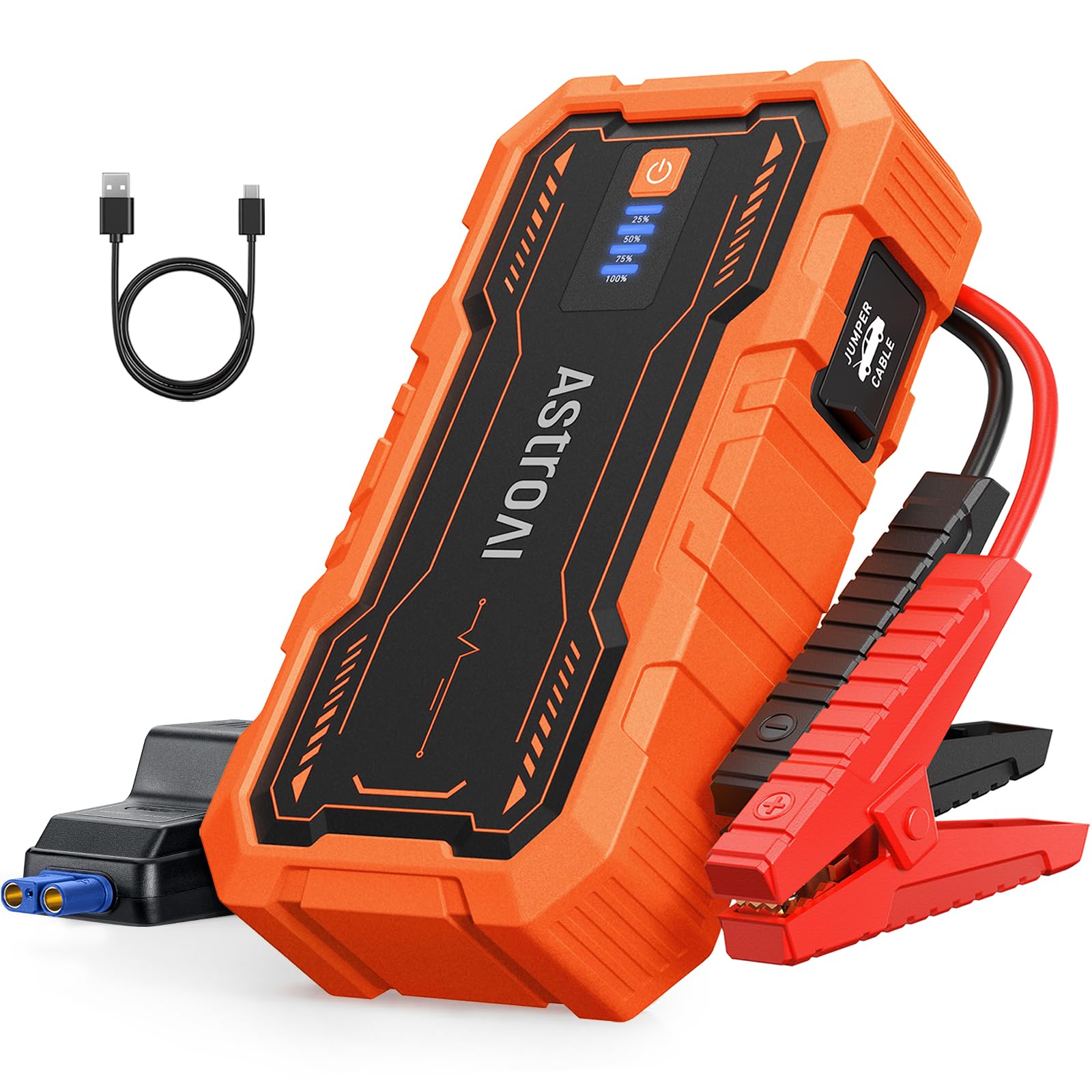 AstroAI S8 Pro 3000A Car Battery Booster Jump Starter Power Pack & Portable Car Jump Starter Power Bank for 12V Vehicles (9.0L Petrol / 7.0L Diesel), with Smart Jumper & LED Torch