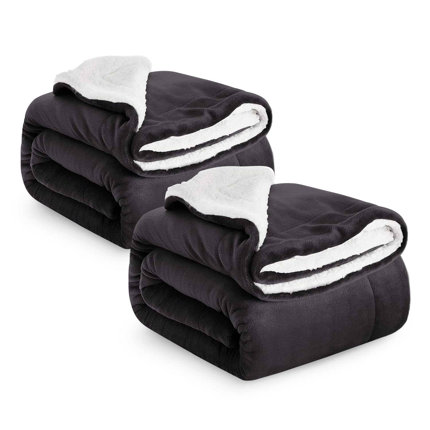 Imperial Rooms Sherpa Fleece Blanket Bed Throws Blankets For Sofas Soft Fluffy Thick Blanket Reversible Microfiber Throw (Silver, Single (130 x 150 Cm))