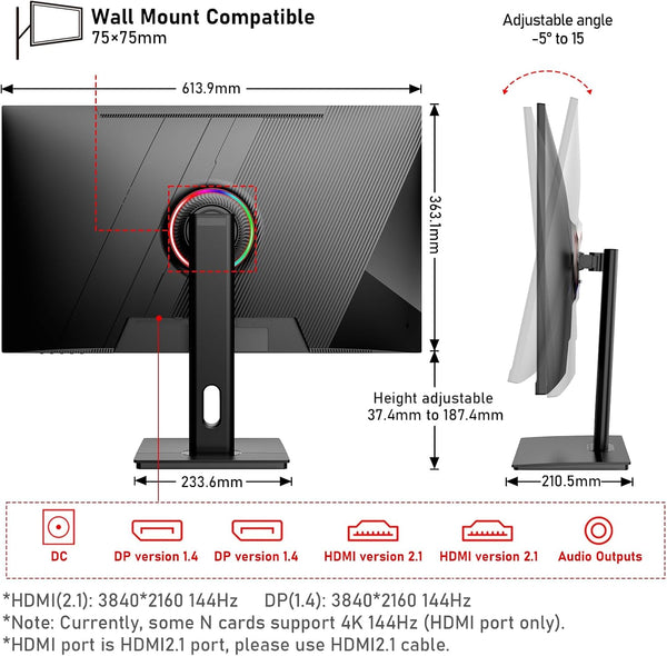 Gawfolk 34 Inch Ultrawide Curved 144Hz Gaming Computer Monitor 1500R PC Screen 21:9 UWQHD (3440x1440),Adaptive Sync,178° Viewing Angle,Display Port、HDMI 2.0, VESA75x75MM-Black