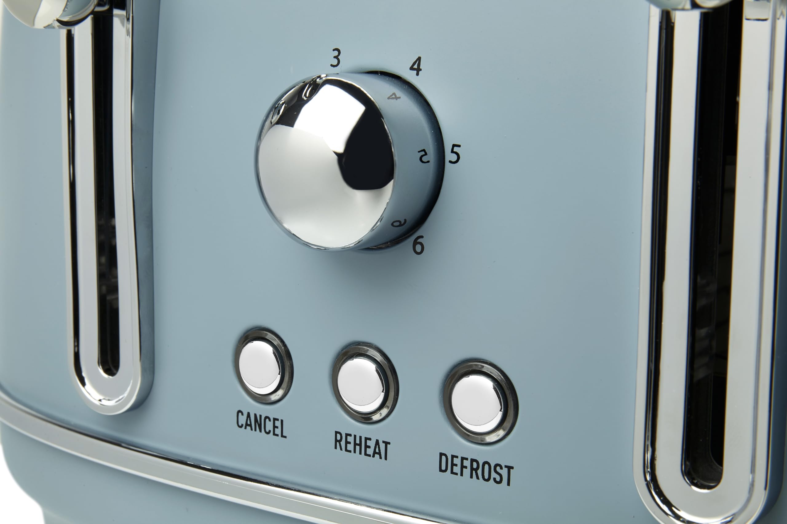 Haden Highclere Blue Toaster 4 Slice - Adjustable Browning Control - Removable Crumb Trays - Easy To Clean 4 Slice Toaster - Cord Storage - Stainless