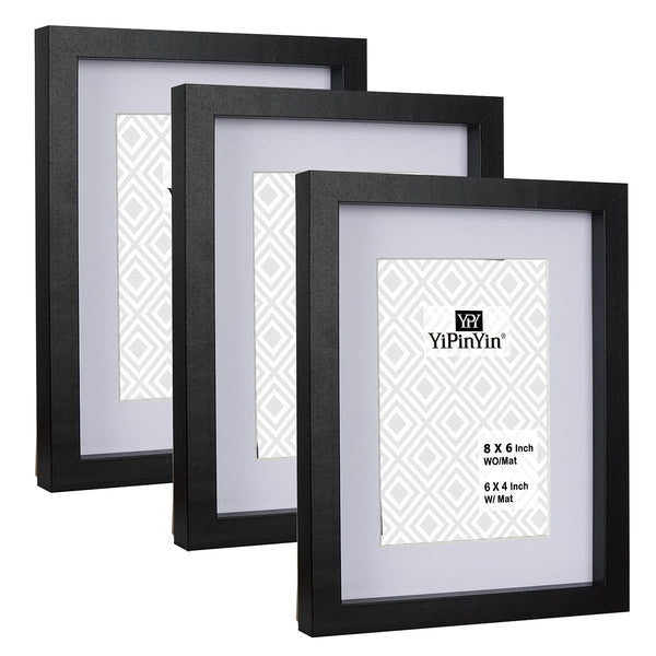 Black 50x70cm Boxed Picture Frames Set of 3 with Mounts for 40x60cm, 70x50cm poster frame with Acid Free mount for 40x60cm photo (Black 3Pack)