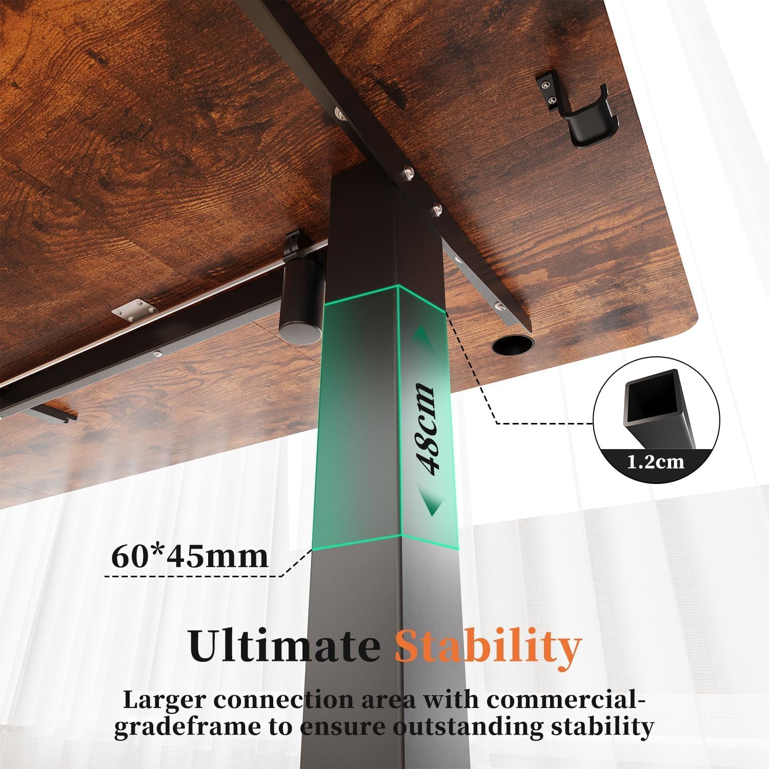 Devoko Electric Standing Desk 120x60cm Sit Stand Table Height Adjustable with Backpack Hook and Memory Smart Pannel, Home Office, White