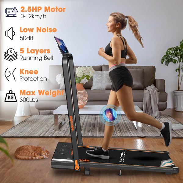 Treadmill with Incline Foldable Under Desk Walking Pad with LED Display Remote Control Portable Workout Machine for Home/Office Exercise