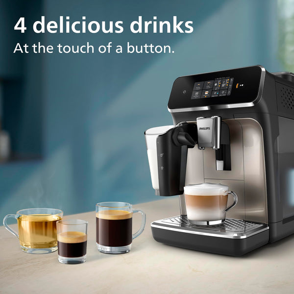 PHILIPS 5400 Series Bean to Cup Coffee Machine – 12 Coffee Varieties, LatteGo Milk Frother, Fastest-to-Clean, Ceramic Grinder, Fully Automatic Espresso & Cappuccino maker – Black, Silver (EP5446/70)