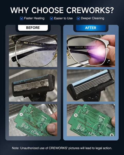 CREWORKS 6L Digital Ultrasonic Cleaner, 1.6 gal. Ultrasonic Cleaning Machine with Degas & Gentle Modes, 180W Professional Ultrasound Cleaner with 300W Heater and Timer for Glasses