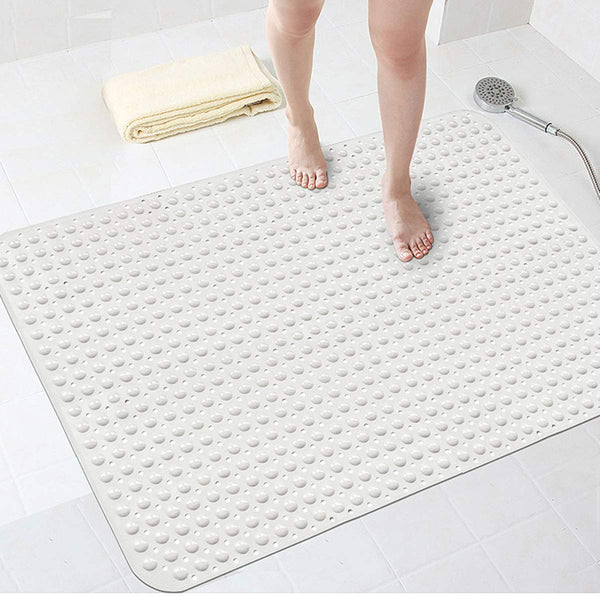Bathsafe Extra Wide 90x60CM Non-Slip Soft Bath Mat Anti Slip TPR Shower Mat with Strong Suction Cups Non Skid Mats for Bathroom Toilet Hotel,