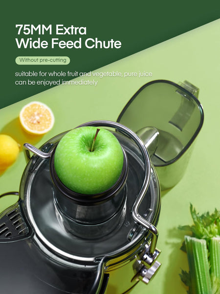 Juicer Machines, FOHERE 800W Juicer Whole Fruit and Vegetables, Quick Juicing Easy to Clean, 75MM Large Feed Chute, Dual Speed Setting and Non-Slip
