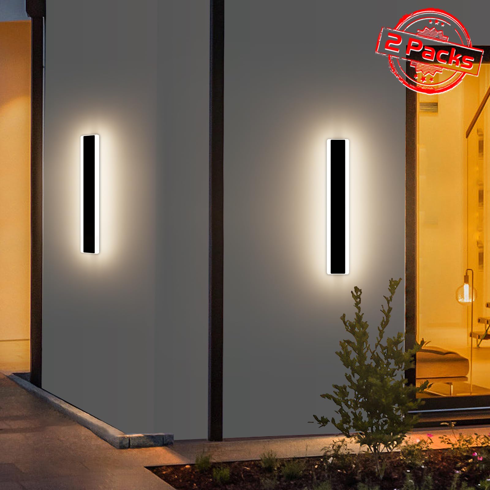 Mikeru 6500k Cool White Outdoor Wall Light, 150cm Modern Porch Wall Light, LED Vertical Long Acrylic Garden Fixture, IP65 Waterproof for Balcony, Living Room, Garage, Patio