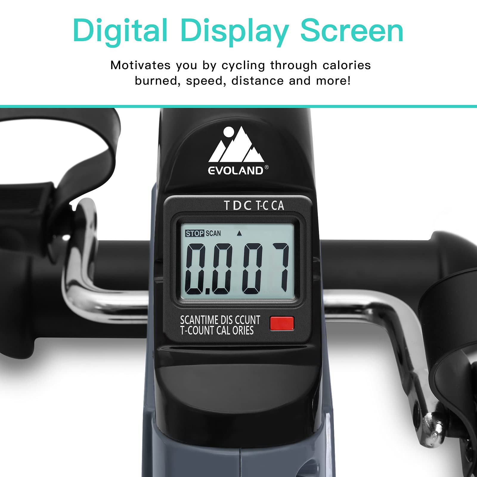 EVOLAND Mini Exercise Bike, Under Desk Bike Pedal Exerciser with Handle| Adjustable Resistance| LCD Display| Non-Slip Mat, Home and Office Workout