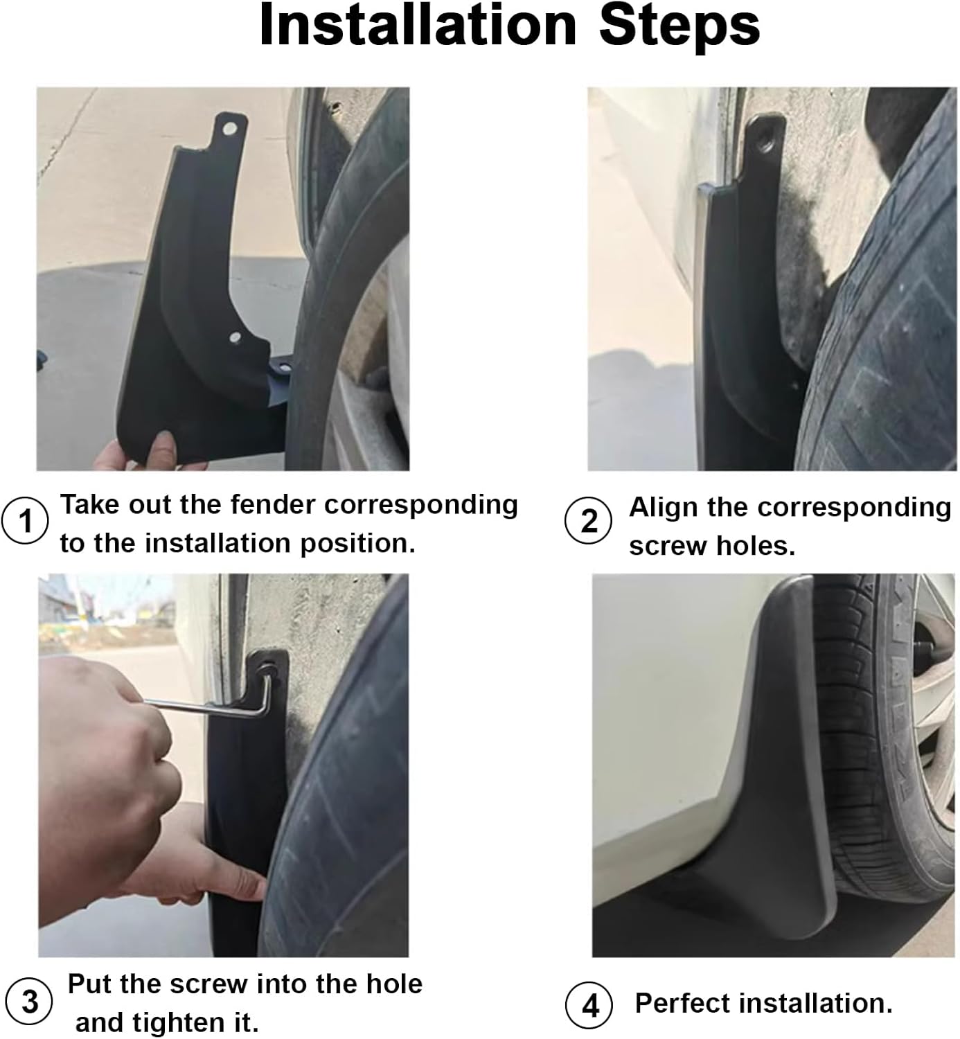 ERMWALR for Tesla Model 3 2024 Mud Flaps - Set of 4 No Drilling Required Car Fenders Flexible PP Mud Flap Splash Guard (Mdl 3 24)