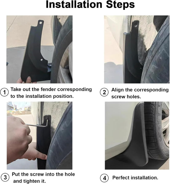 ERMWALR for Tesla Model 3 2024 Mud Flaps - Set of 4 No Drilling Required Car Fenders Flexible PP Mud Flap Splash Guard (Mdl 3 24)
