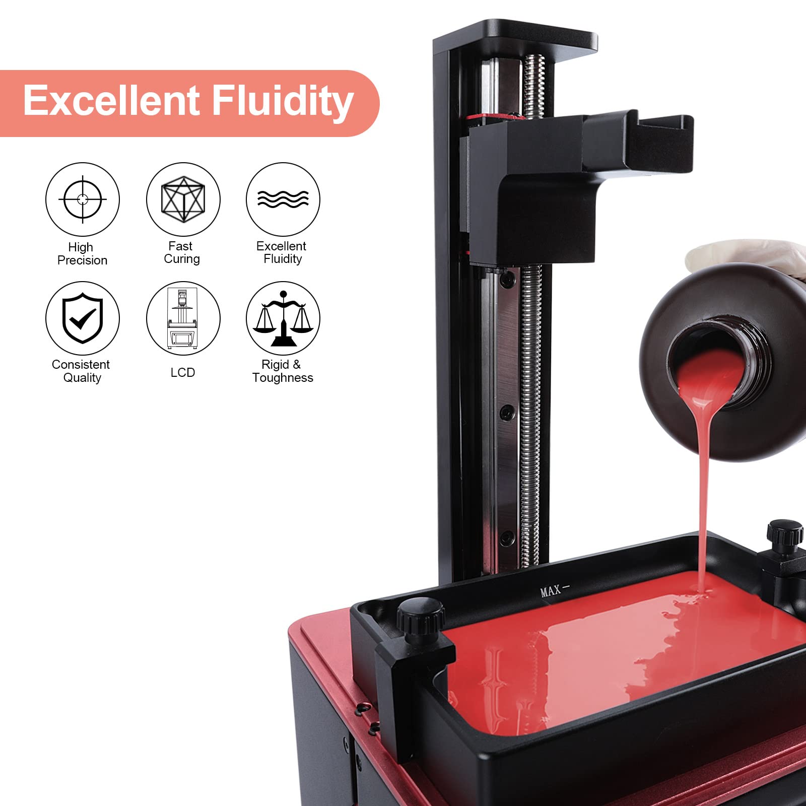 ELEGOO 8K 3D Printer Resin, Standard Photopolymer Resin 405nm UV-Curing Resin, Best for 8K/9K/12K/14K/16K LCD 3D Printer Space Grey 1000G