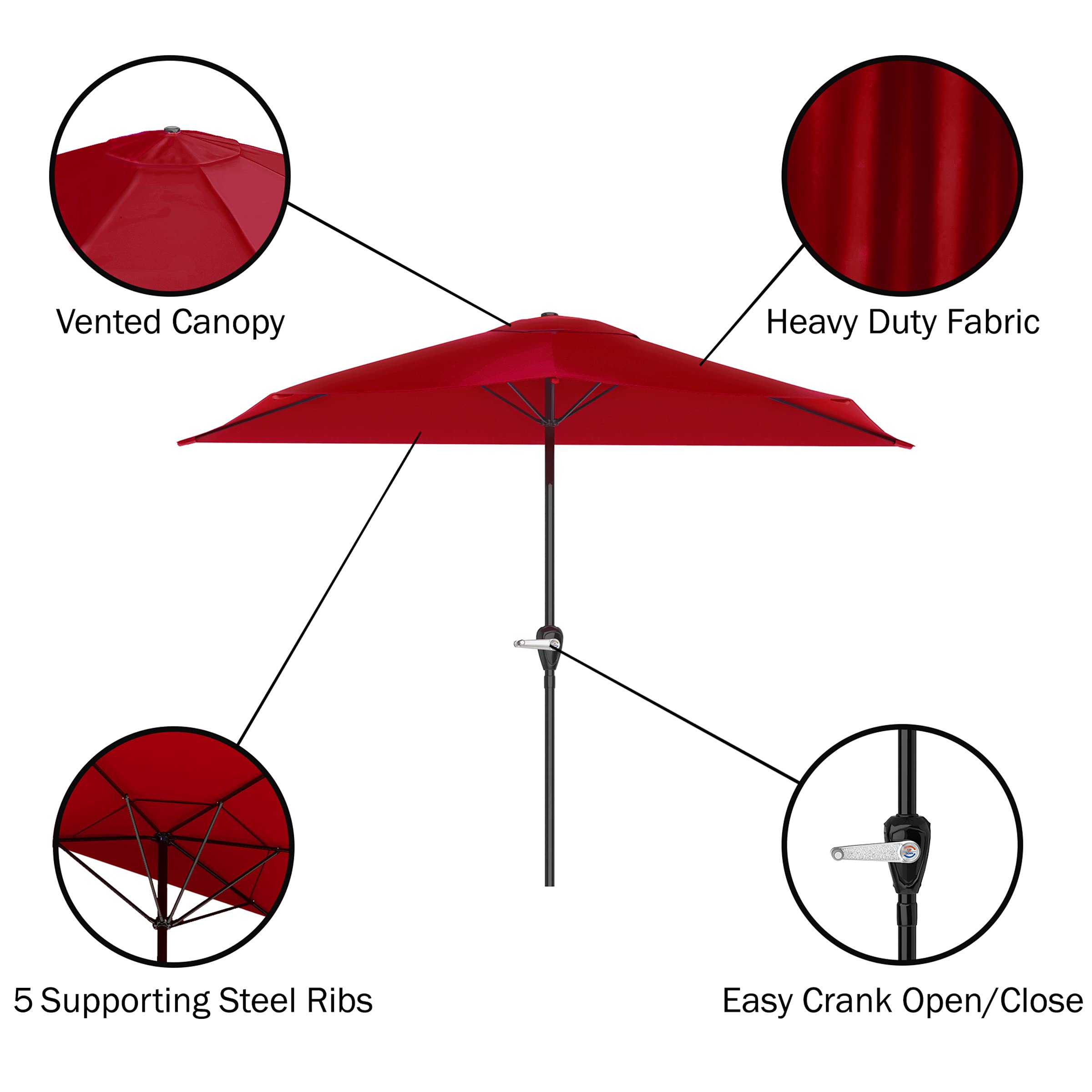 9-Foot Half Patio Umbrella '? Easy Crank Opening Shade Canopy for Balconies Porches or Aga
