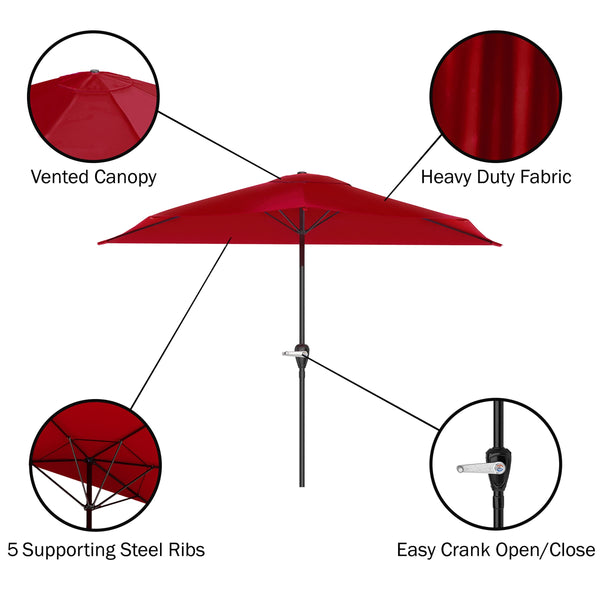 9-Foot Half Patio Umbrella '? Easy Crank Opening Shade Canopy for Balconies Porches or Aga