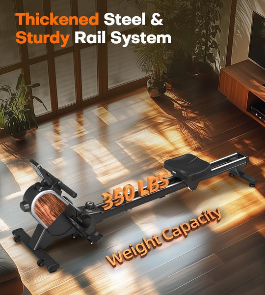 Rowing Machine（2025）, CHAOKE Magnetic Rowing Machines for Home 350 LB Weight Capacity, 16 Levels Resistance Row Machine with Dual Slide Rail Space-Saving Vertical Storage, Easy Assembly