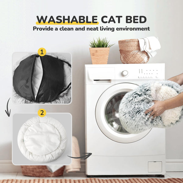 CATISM Cat Bed Cat Beds for Indoor Cats Large Cat Cave Dog Bed Washable Non-Slip Cat Igloo Pod Windproof Fluffy Cat Nesting Bed for Cat and Pets(Grey,