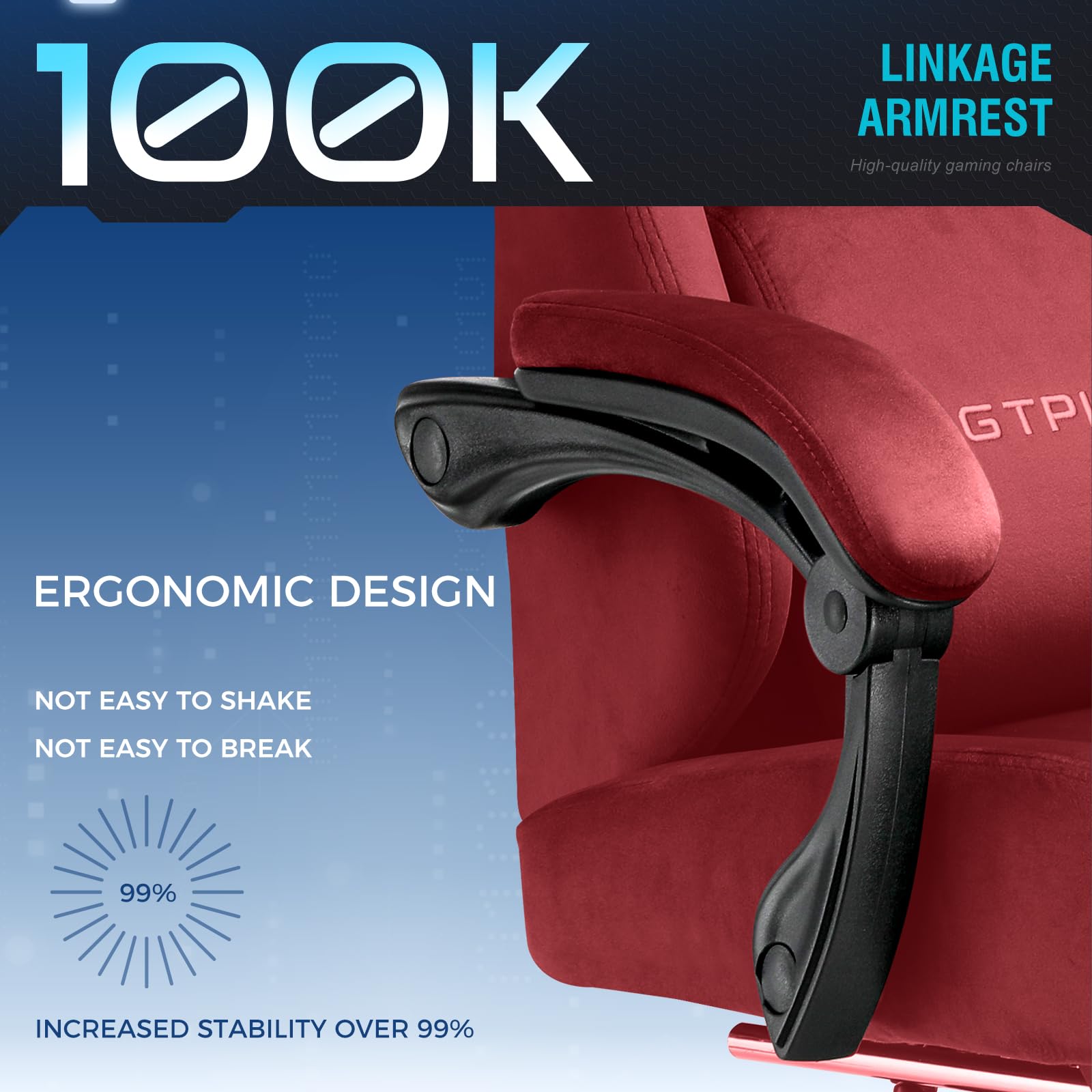 GTPLAYER Fabric Gaming Chair, Ergonomic Computer Chair with Footrest and Lumbar Support Height Adjustable Home Office with 360°-Swivel Seat and Headrest