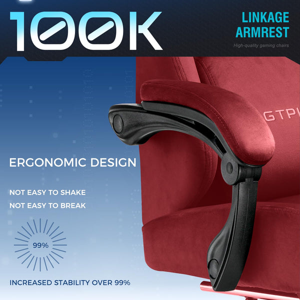 GTPLAYER Fabric Gaming Chair, Ergonomic Computer Chair with Footrest and Lumbar Support Height Adjustable Home Office with 360°-Swivel Seat and Headrest