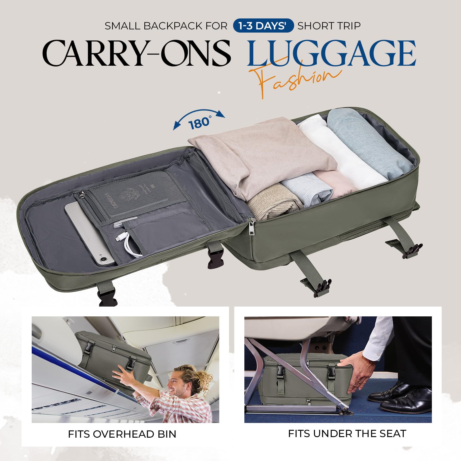 for Ryanair Cabin Bags 40x20x25 Underseat Bag,Small Travel Backpack Cabin Size Carry-ons for Women Men,Hand Luggage for Overnight,Casual Daypack with Laptop Compartment,Anti Theft Pocket