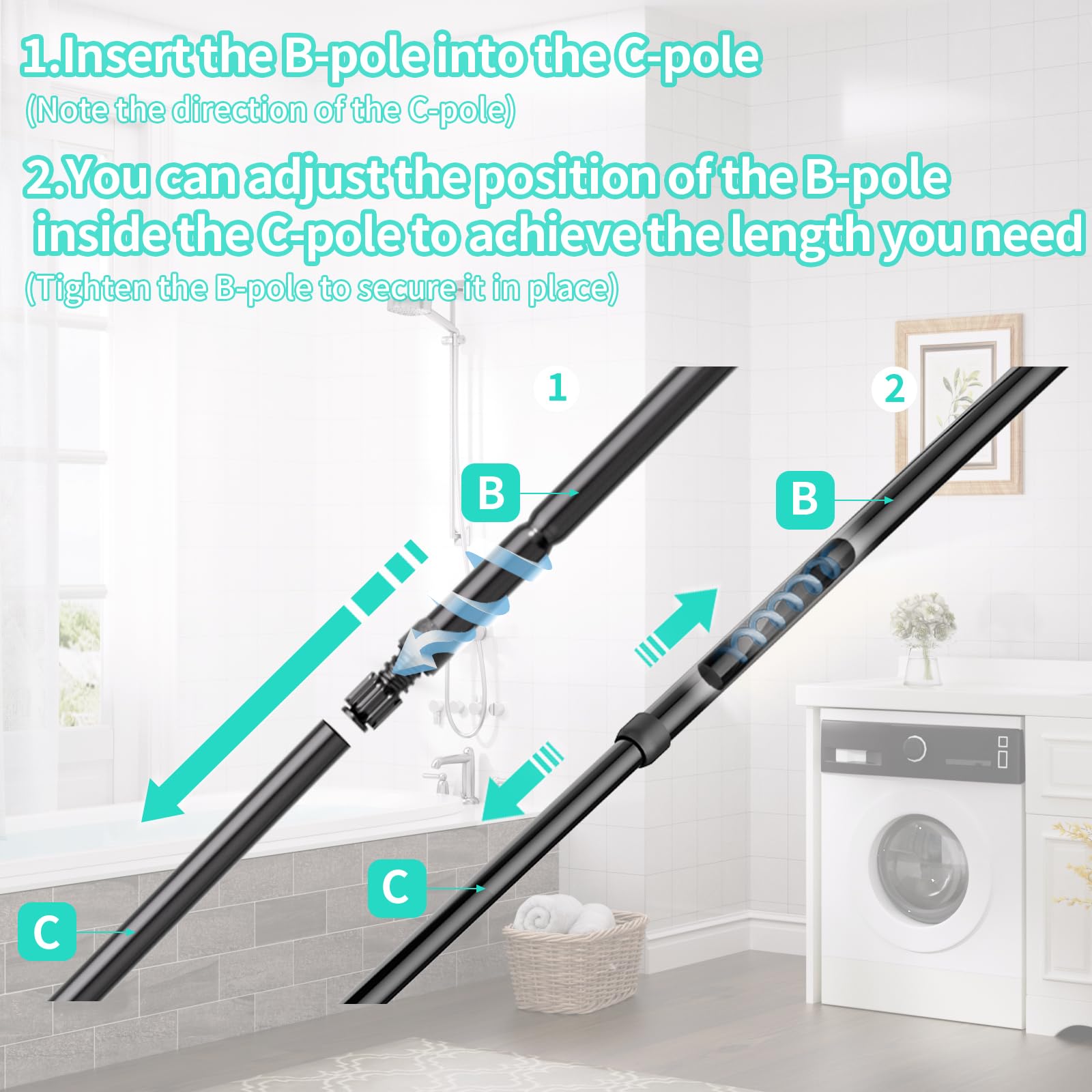 HapiRm Telescopic Shower Caddy Corner- 4-Tier Adjustable Shower Organiser with Toothbrush Holder and Hooks, Rustproof No Drilling Bathroom Shelf,