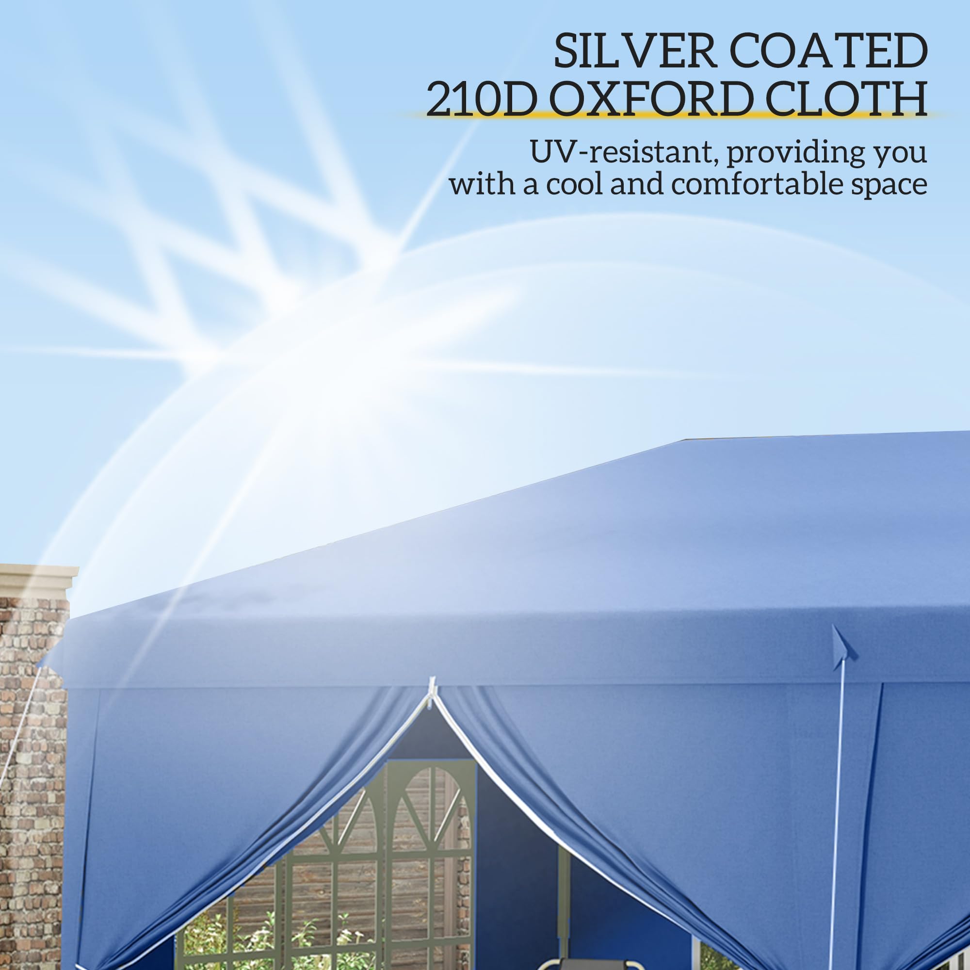 Outsunny 3 x 3(m) Pop Up Gazebo, Water and UV Resistant Party Tent Camping Canopy Marquee with Carry Bag, Blue