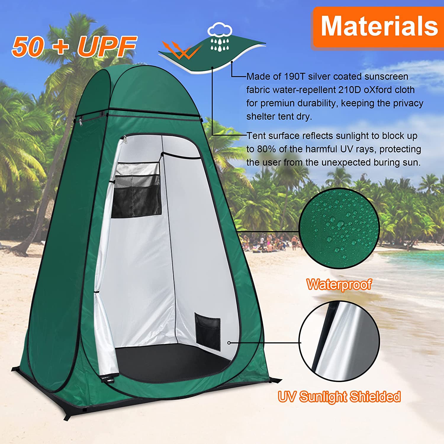 Pop Up Toilet Tent riggoo Portable Shower Toilet Tents for Camping Privacy Outdoor Changing Room for Beach Fishing Hiking Sun Shelter (UV Protection)