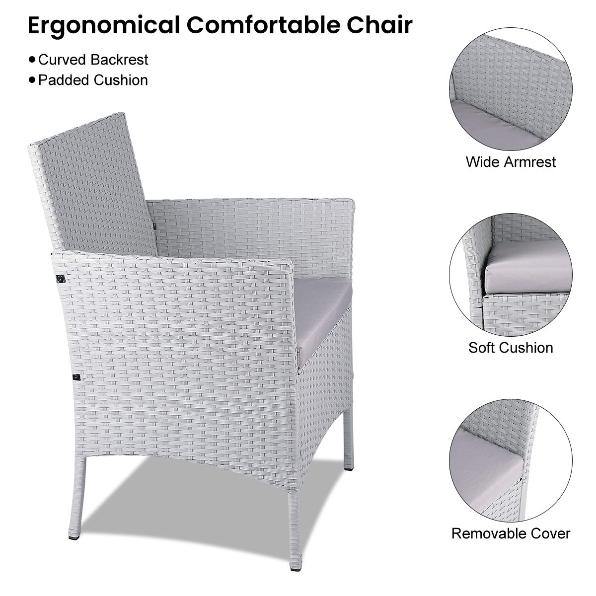 bigzzia Rattan Garden Furniture Set, 4 piece Patio Rattan furniture sofa Weaving Wicker includes 2 Armchairs,1 Double seat Sofa and 1 table (Black)