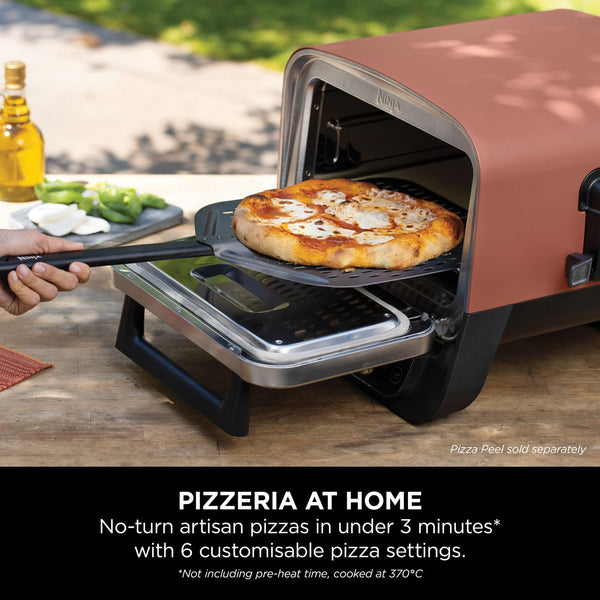Ninja Artisan Electric Outdoor Pizza Oven & Air Fryer, 4 Functions: Pizza, Air Fry, Bake & Prove, 5 Pizza Settings, Includes 12-inch Pizza Stone, Pizza Peel, Baking Tray & Air Fry Basket, Grey MO201UK