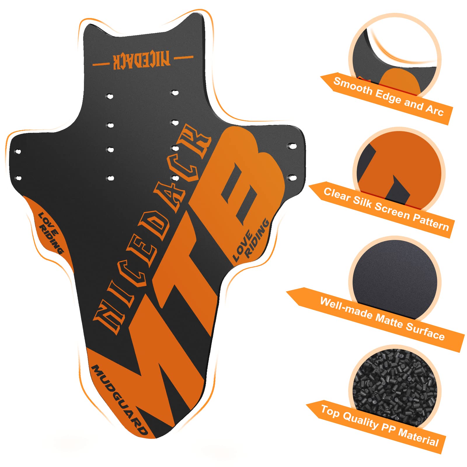 NICEDACK Mudguards Mountain Bike, 2 Pieces Mudguard Fit 20-29 Inch MTB Mudguard Front and Rear Compatible Bicycle Splash Guard