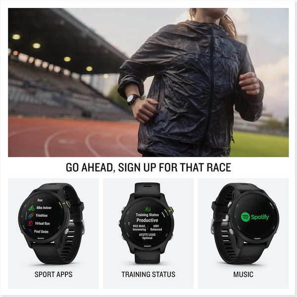Garmin [Renewed Forerunner 255 Music GPS 46mm Running Smartwatch, Lightweight, Music Storage, Advanced Training & Insights, Safety & Tracking Features, up to 14 days Battery Life, Black (Renewed)