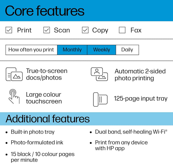 HP ENVY Inspire 7220e All-in-One Wireless Colour Printer | 5 months free Instant Ink limited time only | White | 2-sided printing | Touchscreen | Self-healing Wi-Fi
