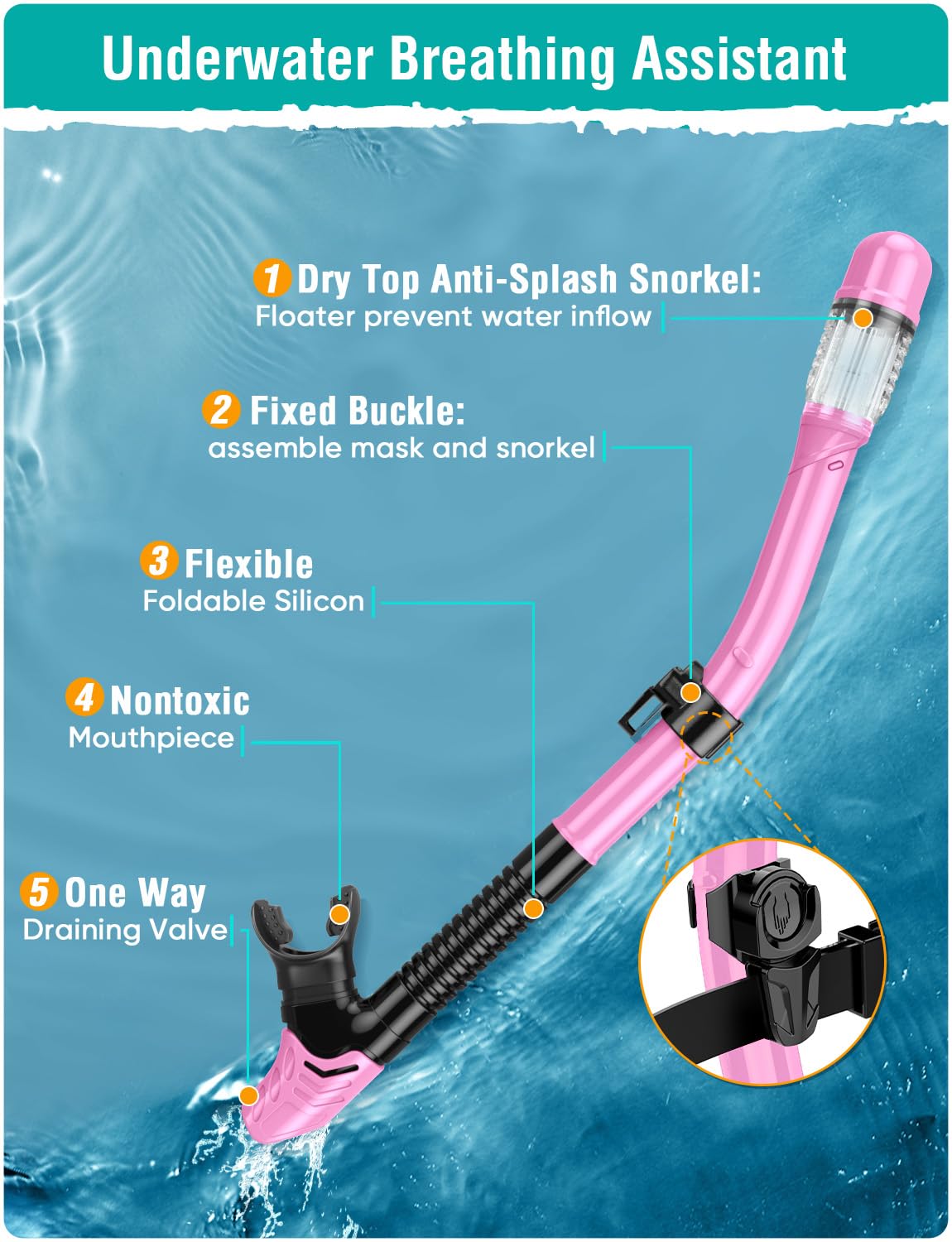 Lealinga Snorkel Set Adults Snorkel Mask Anti-Fog Panoramic View Diving Mask Dry Top Snorkel Kit with Travel Bag Diving Set for Snorkeling Scuba Diving Swimming Travel